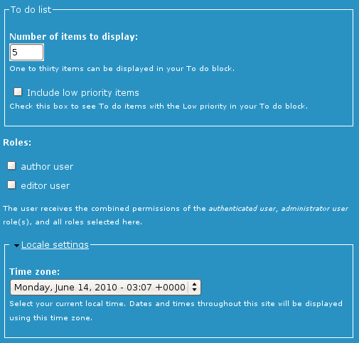 Sample screenshot showing the role selection area. Sample screenshot showing the role selection area.