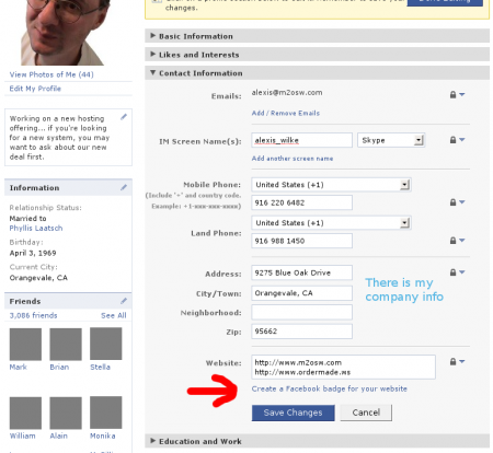 Facebook Profile sample (Apr 2010)
