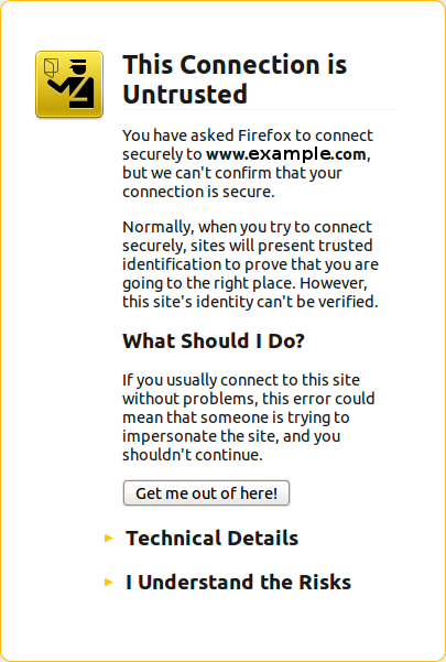"This Connection is Untrusted" by FireFox