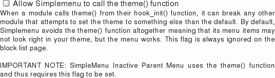 Allow Simplemenu to call the theme() function