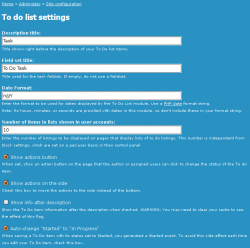 Screenshot of the To Do List global settings.