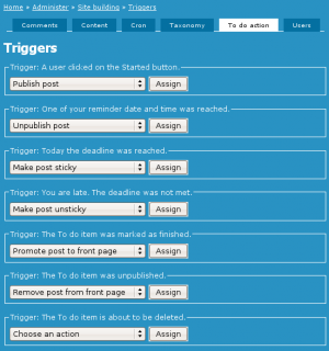 Drupal Core Triggers offered by To Do List.